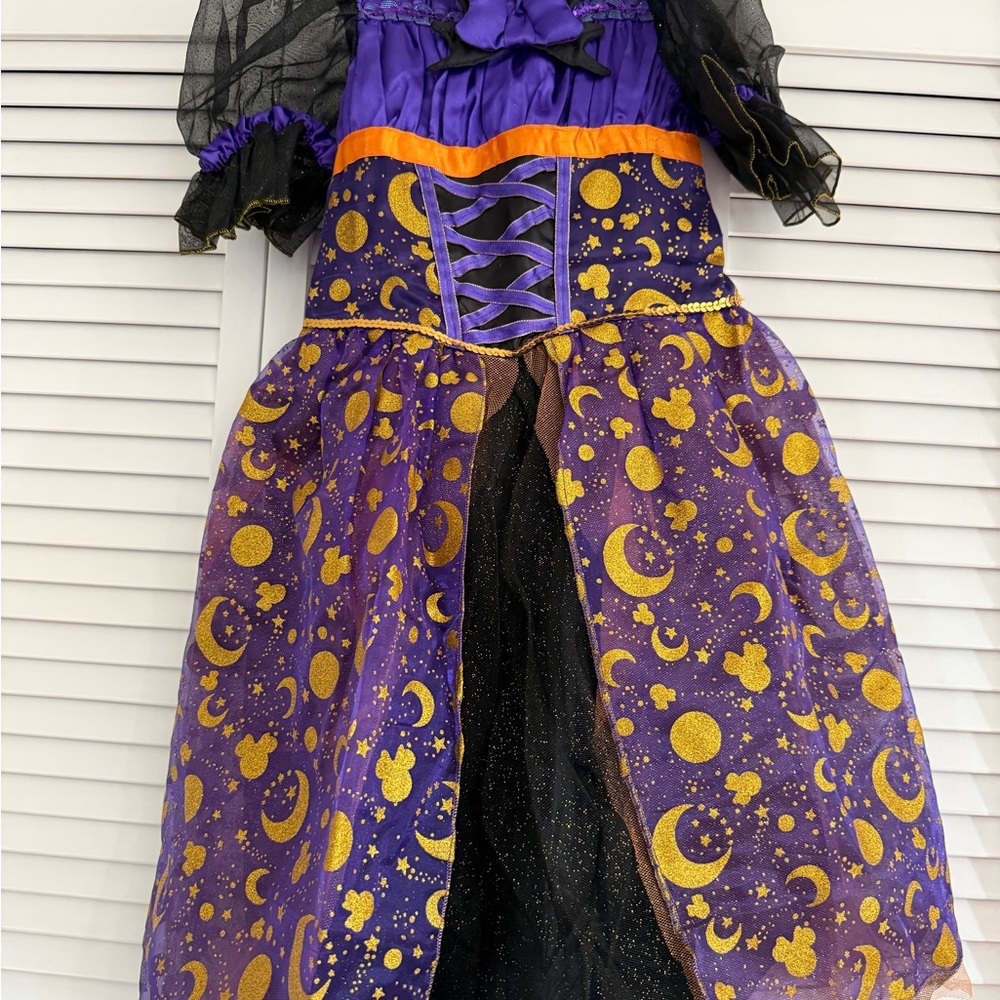 Disney Minnie Mouse Purple & Gold Sparkle Moon Witch Costume Dress